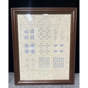 Vintage Regina Walters Quilt Hearts Paper Cut Silhouette Brown Wood Frame 13x16